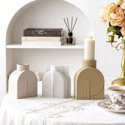 Nordic Ins Style Geometric Spiral Vase Silicone Mold Aromatherapy Gypsum Cement Candle DIY Home Decoration Mold