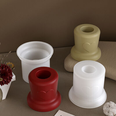 Love Cylinder Trapezoidal Candle Holder Base Dropper Mold DIY Aromatherapy Gypsum Candle Holder Silicone Mold