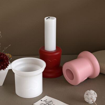 Love Cylinder Trapezoidal Candle Holder Base Dropper Mold DIY Aromatherapy Gypsum Candle Holder Silicone Mold