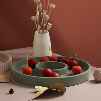 DIY Adhesive Gypsum Cement Striped Circular Storage Tray With Hollow Striped Tray, Dish, Gypsum Silicone Mold
