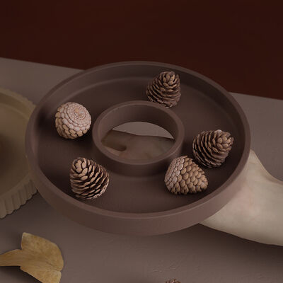 DIY Adhesive Gypsum Cement Striped Circular Storage Tray With Hollow Striped Tray, Dish, Gypsum Silicone Mold
