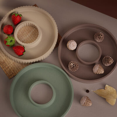 DIY Adhesive Gypsum Cement Striped Circular Storage Tray With Hollow Striped Tray, Dish, Gypsum Silicone Mold
