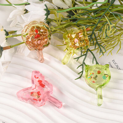 DIY Crystal Dropping Gel Butterfly Bear Leaf Fan Drifting Sand Pendant Keychain Pendant Silicone Mold
