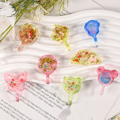 DIY Crystal Dropping Gel Butterfly Bear Leaf Fan Drifting Sand Pendant Keychain Pendant Silicone Mold
