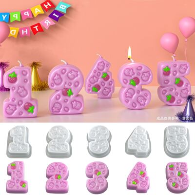 Strawberry Digital Mirror Table Silicone Mold DIY Aromatherapy Gypsum Digital Gift Candle Mold