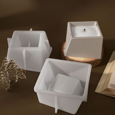 Irregular Cut Square Flower Pot Storage Can Silicone Mold DIY Aromatherapy Candle Cup Dropping Mold