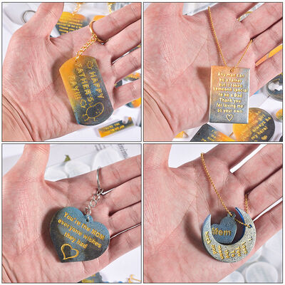 Crystal Drip Glue DIY Resin Mold Father's Mother's Day Blessings Keychain Pendant Silicone Mold