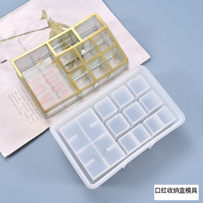 DIY Crystal Dropper Makeup Brush Storage Box Mold, Lipstick Multi-purpose Storage Box, Gypsum Silicone Mold