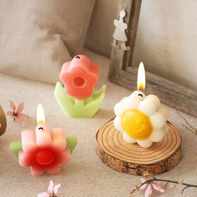 Wholesale Resin Sunflower Flower Ornament Scented Candle Gypsum Plant Stand Silicone Mold