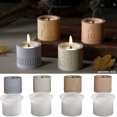 Nordic Modern Minimalist Ins Round Geometric Pattern Storage Jar Silicone Mold DIY Aroma Gypsum Candle Cup Grind