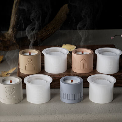 Nordic Modern Minimalist Ins Round Geometric Pattern Storage Jar Silicone Mold DIY Aroma Gypsum Candle Cup Grind
