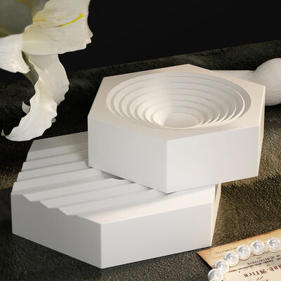 Gypsum Cement Tray Coaster Mold DIY Hexagonal Circular U-shaped Striped Jewelry Storage Display Rack Silicone Mold