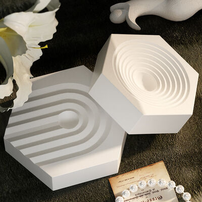 Gypsum Cement Tray Coaster Mold DIY Hexagonal Circular U-shaped Striped Jewelry Storage Display Rack Silicone Mold