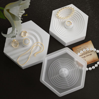 Gypsum Cement Tray Coaster Mold DIY Hexagonal Circular U-shaped Striped Jewelry Storage Display Rack Silicone Mold