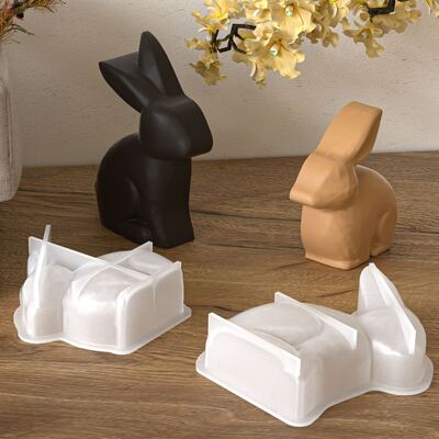 Easter Half Dimensional Rabbit Silicone Mold DIY Aromatherapy Candle Gift Rabbit Ornament Mold