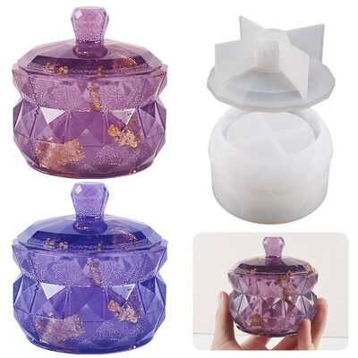 Resin Dropper Cut Surface Circular Diamond Storage Can DIY Gypsum Ashtray Storage Box Silicone Mold