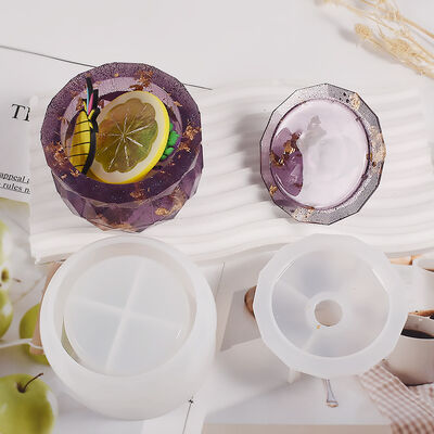 Resin Dropper Cut Surface Circular Diamond Storage Can DIY Gypsum Ashtray Storage Box Silicone Mold