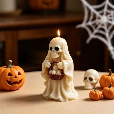 3D Basket Skeleton Ghost Candle Mold DIY Halloween Aromatherapy Gypsum Pendant Silicone Mold