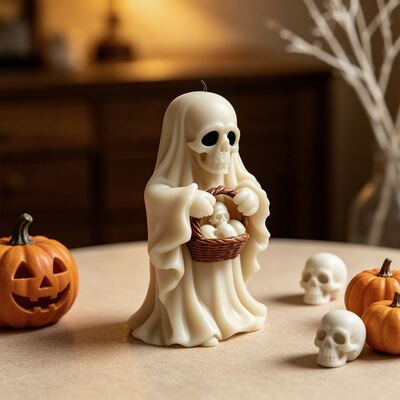 3D Basket Skeleton Ghost Candle Mold DIY Halloween Aromatherapy Gypsum Pendant Silicone Mold