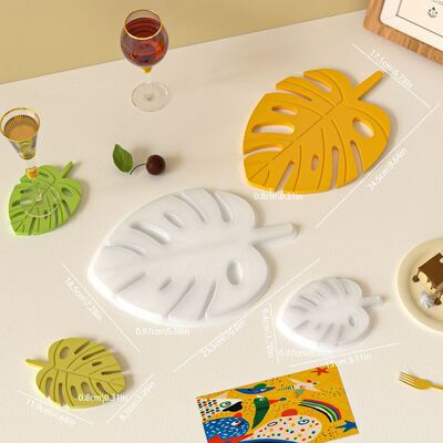 INS-style Leaf-shaped Cup Coaster Silicone Mold DIY Aromatic Resin Turtle Back Leaf Hollow Desktop Drip Mold