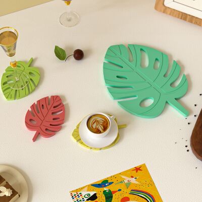 INS-style Leaf-shaped Cup Coaster Silicone Mold DIY Aromatic Resin Turtle Back Leaf Hollow Desktop Drip Mold
