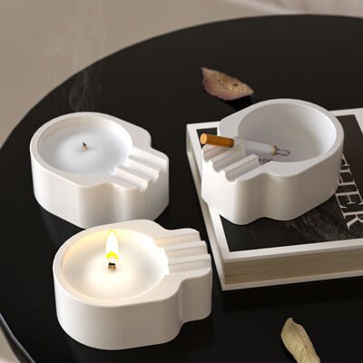 Gypsum Cement Halloween Skull Ashtray Storage Box DIY Aromatherapy Candle Cup Silicone Mold