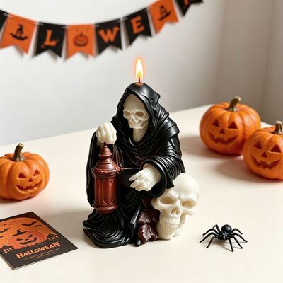Cross Border New Halloween Aromatherapy Candle Gypsum Ornament Ghost Skull Lantern Reaper Silicone Mold