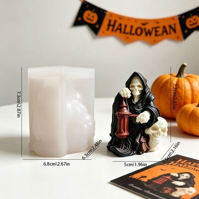 Cross Border New Halloween Aromatherapy Candle Gypsum Ornament Ghost Skull Lantern Reaper Silicone Mold