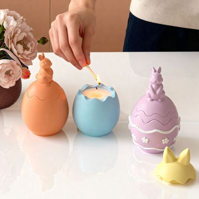 Easter Smooth Egg Straight Ear Rabbit Easter Egg Rabbit Storage Can Candle Cup Gypsum Silicone Mold