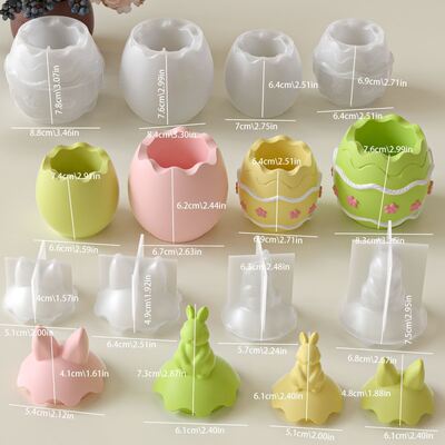 Easter Smooth Egg Straight Ear Rabbit Easter Egg Rabbit Storage Can Candle Cup Gypsum Silicone Mold