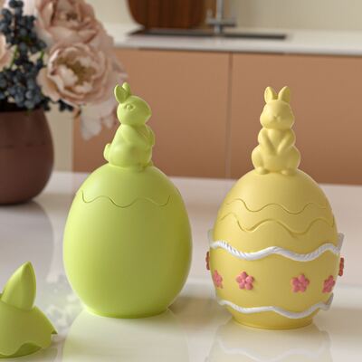 Easter Smooth Egg Straight Ear Rabbit Easter Egg Rabbit Storage Can Candle Cup Gypsum Silicone Mold