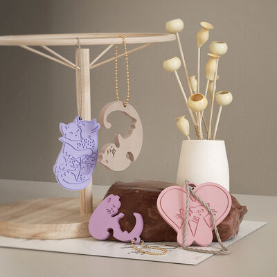 Crystal Dropper DIY Resin Cat Pendant Hanging Aromatherapy Couple Kitten Keychain Silicone Mold