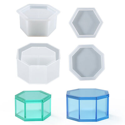 DIY Crystal Dropper Gypsum Flowerpot Grinding Tool Octagonal Potted Plant Hexagonal Storage Box Cover Silicone Mold