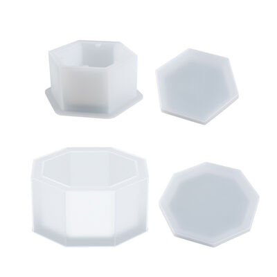 DIY Crystal Dropper Gypsum Flowerpot Grinding Tool Octagonal Potted Plant Hexagonal Storage Box Cover Silicone Mold