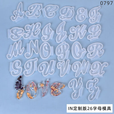 DIY Crystal Resin Mold, Irregular Shape 26-letter Pendant Accessory Silicone Mold