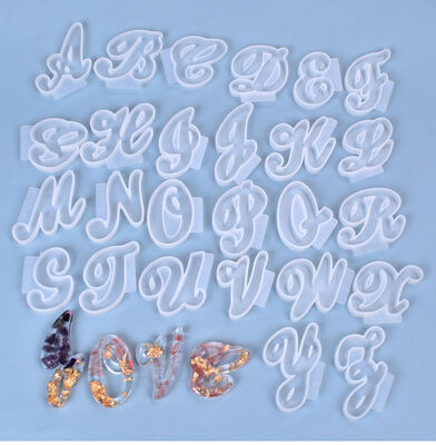 DIY Crystal Resin Mold, Irregular Shape 26-letter Pendant Accessory Silicone Mold