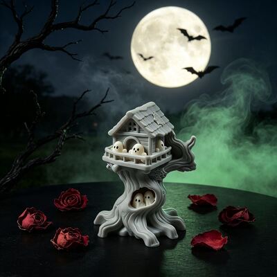 DIY Halloween Ghost Tree House Castle Ghost House Aromatherapy Candle Gypsum Decoration Silicone Mold Wholesale