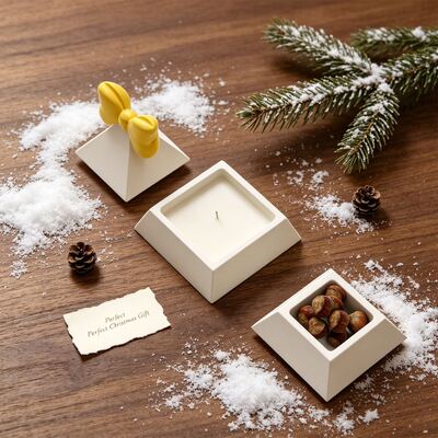 Butterfly Knot Stacking Christmas Tree Silicone Mold Geometric Square Candle Cup Storage Can Gypsum Mold