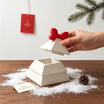 Butterfly Knot Stacking Christmas Tree Silicone Mold Geometric Square Candle Cup Storage Can Gypsum Mold
