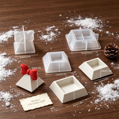 Butterfly Knot Stacking Christmas Tree Silicone Mold Geometric Square Candle Cup Storage Can Gypsum Mold