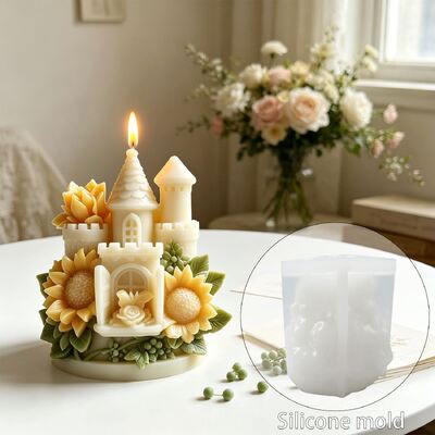 Cross Border New Sunflower Castle Aromatherapy Candle Silicone Mold DIY Gypsum Ornament 3D Mold