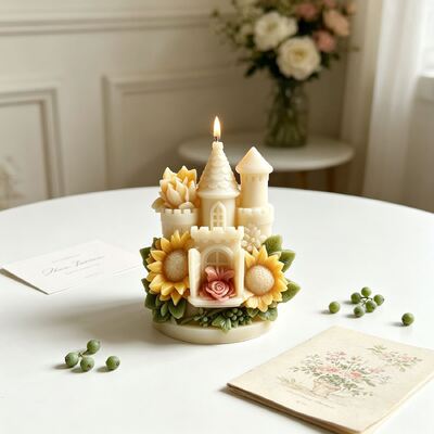 Cross Border New Sunflower Castle Aromatherapy Candle Silicone Mold DIY Gypsum Ornament 3D Mold