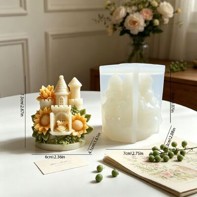 Cross Border New Sunflower Castle Aromatherapy Candle Silicone Mold DIY Gypsum Ornament 3D Mold