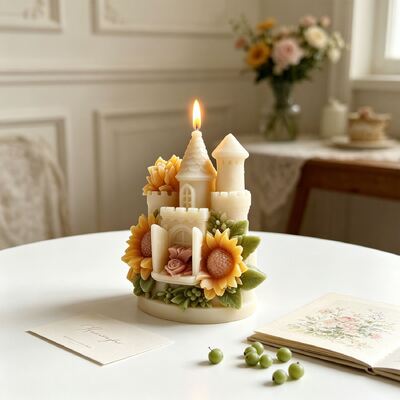 Cross Border New Sunflower Castle Aromatherapy Candle Silicone Mold DIY Gypsum Ornament 3D Mold