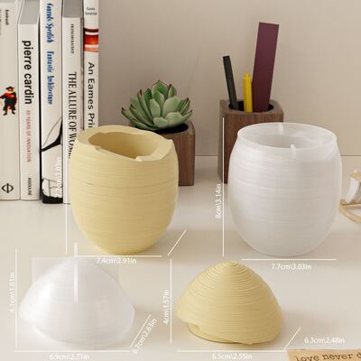 Striped Egg Shaped Gypsum Storage Jar Silicone Mold DIY Easter Aroma Diffuser Wax Candle Holder Decoration Mold