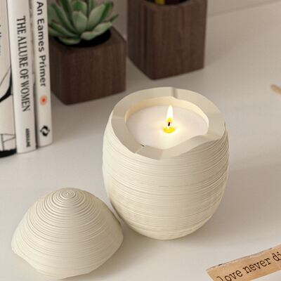 Striped Egg Shaped Gypsum Storage Jar Silicone Mold DIY Easter Aroma Diffuser Wax Candle Holder Decoration Mold