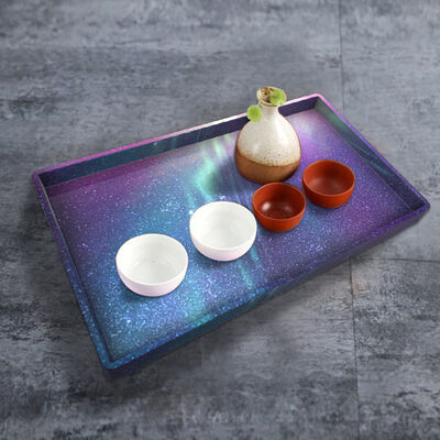 DIY Crystal Resin Mold Rectangular Coaster Tray Tea Set Display Container Silicone Mold Wholesale