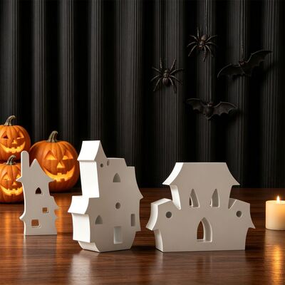 Cross Border New Product Halloween Castle Candle Silicone Mold DIY Five Link Ghost House Decoration Gypsum Mold