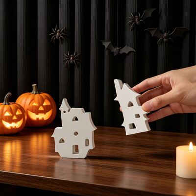 Cross Border New Product Halloween Castle Candle Silicone Mold DIY Five Link Ghost House Decoration Gypsum Mold