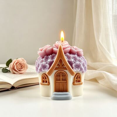 Cross Border New Rose Blossom House Silicone Mold Aromatherapy Candle DIY Mold Factory Direct Supply